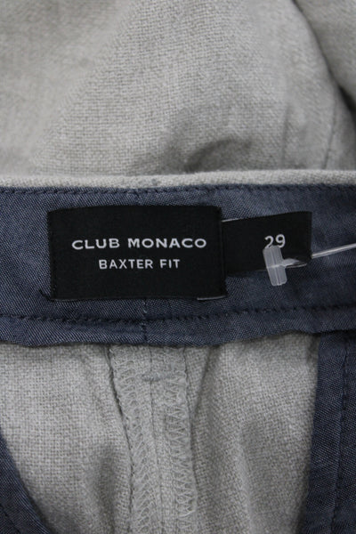 Club Monaco Mens Chino Shorts Gray Linen Size 29