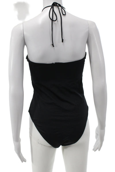 Zara Womens One Piece Bodysuit Black Polyurethane Minimalist Size L