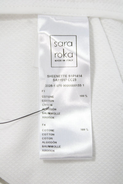 Sara Roka Womens Bermuda Shorts White 100% Cotton Solid Button Size 40