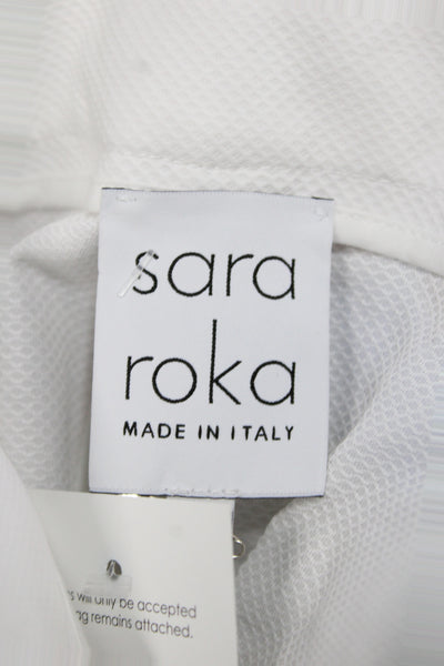 Sara Roka Womens Bermuda Shorts White 100% Cotton Solid Button Size 40