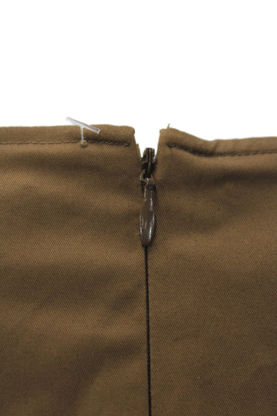 Paola Zuin Women Shift Dress Brown Scoop Neck Short Sleeve Cotton Size 40