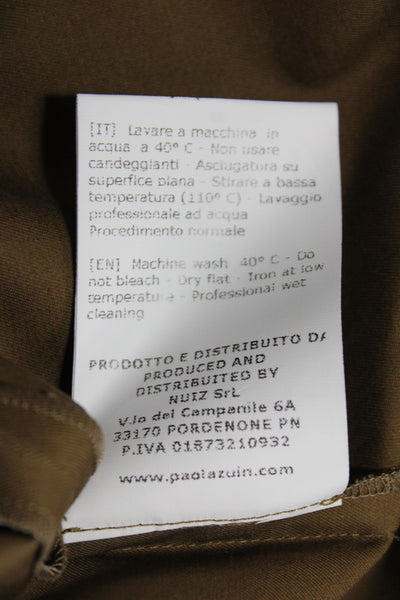 Paola Zuin Women Shift Dress Brown Scoop Neck Short Sleeve Cotton Size 40