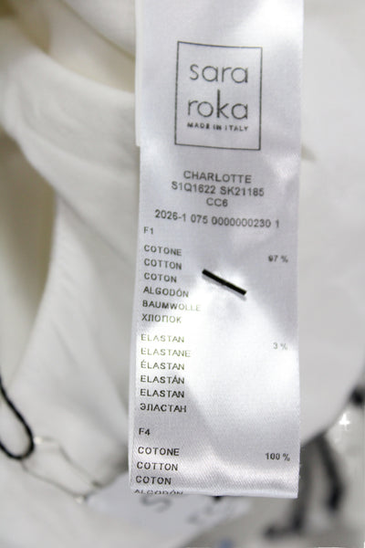 Sara Roka Women Fit & Flare Dress White Floral Square Neck Sleeveless Size 40