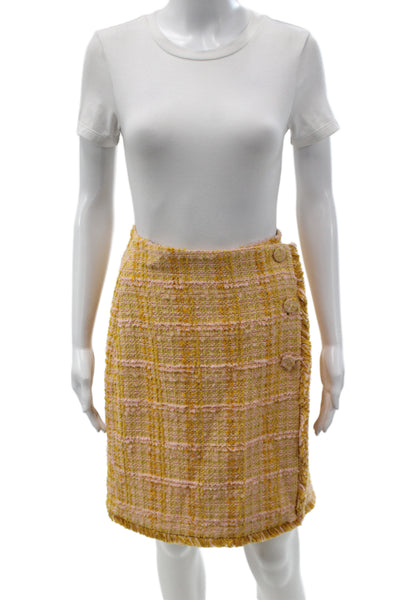 Sara Roka Womens Mini Skirt Multicolor Plaid Cotton Button Short Size 40