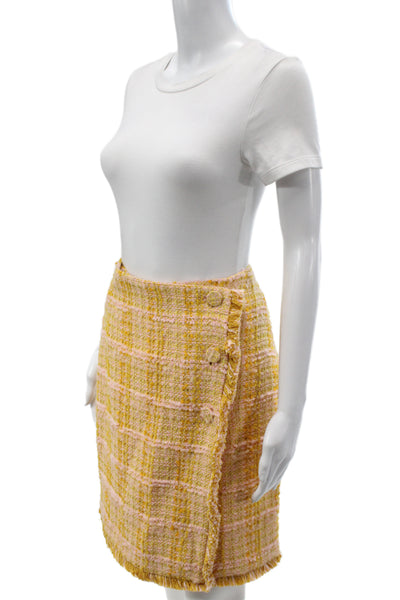 Sara Roka Womens Mini Skirt Multicolor Plaid Cotton Button Short Size 40