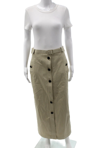 Paola Zuin Womens Straight Pencil Skirt Long Beige Cotton Size 40