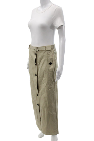 Paola Zuin Womens Straight Pencil Skirt Long Beige Cotton Size 40