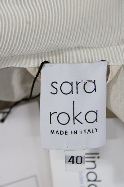 Sara Roka Women Wrap Skirt Beige Floral Long Cotton Size 40