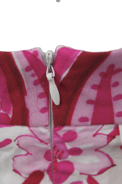 Sara Roka Women Floral Maxi Cotton Long Skirt Pink Zip Size 40