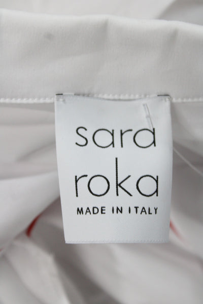 Sara Roka Women Collared Cotton Long Sleeve One Piece Bodysuit White Size 40