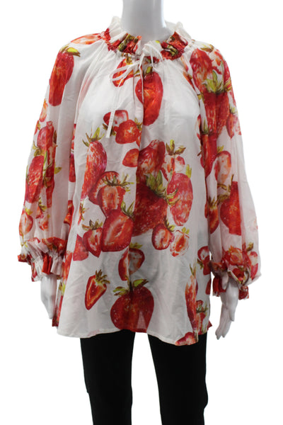 Sara Roka Womens Multicolor Floral Tunic Blouse Long Sleeve Size 40