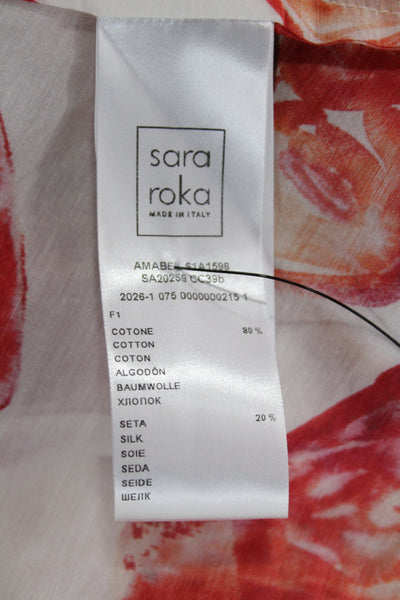Sara Roka Womens Multicolor Floral Tunic Blouse Long Sleeve Size 40
