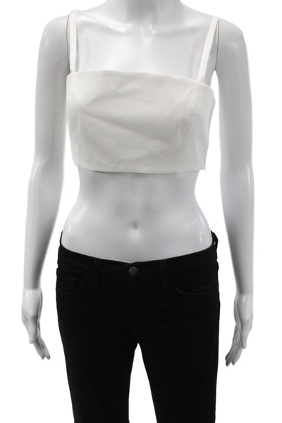 Sara Roka Womens Square Neck Cotton Camisole Sleeveless White Zip Size 40