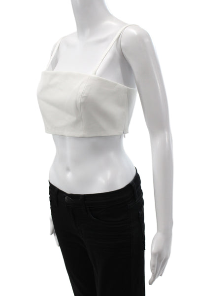 Sara Roka Womens Square Neck Cotton Camisole Sleeveless White Zip Size 40