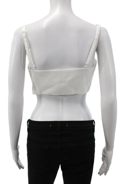 Sara Roka Womens Square Neck Cotton Camisole Sleeveless White Zip Size 40