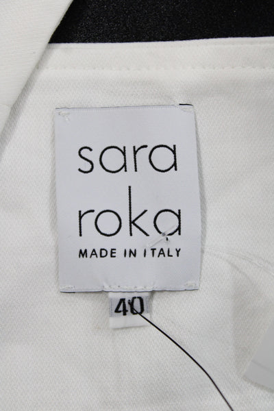 Sara Roka Womens Square Neck Cotton Camisole Sleeveless White Zip Size 40