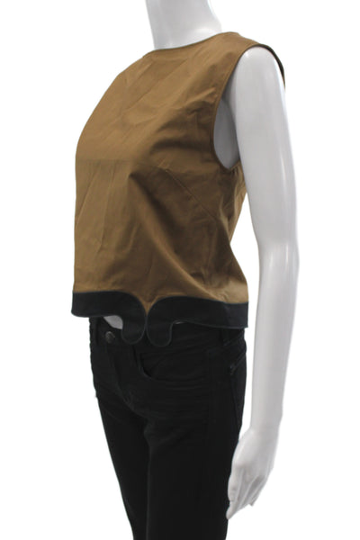 Paola Zuin Womens Basic Brown Cotton Round Neck Sleeveless Blouse Size 40