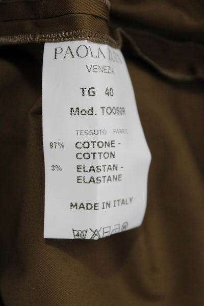 Paola Zuin Womens Basic Brown Cotton Round Neck Sleeveless Blouse Size 40