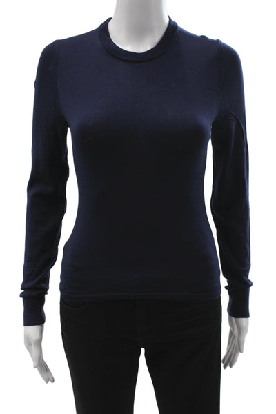 J Crew Women Merino Wool Crew Neck Pullover Sweater Long Sleeve Blue Size S