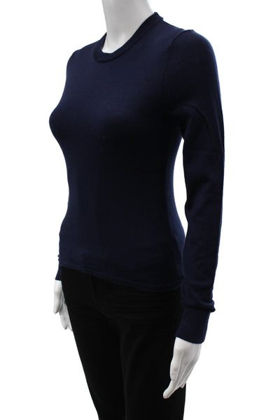 J Crew Women Merino Wool Crew Neck Pullover Sweater Long Sleeve Blue Size S