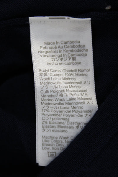 J Crew Women Merino Wool Crew Neck Pullover Sweater Long Sleeve Blue Size S
