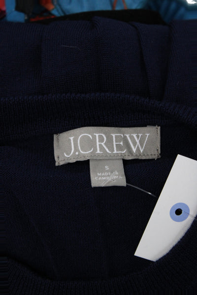 J Crew Women Merino Wool Crew Neck Pullover Sweater Long Sleeve Blue Size S