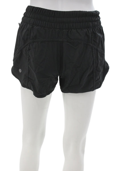 Lululemon Womens Athletic Shorts Black Drawstring Polyester Athleisure Size 6