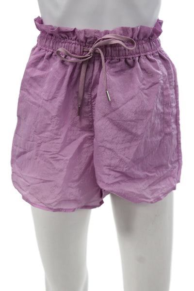 Varley Women Athletic Purple Nylon Drawstring Solid Shorts Size XS