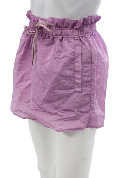 Varley Women Athletic Purple Nylon Drawstring Solid Shorts Size XS