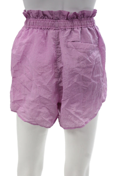 Varley Women Athletic Purple Nylon Drawstring Solid Shorts Size XS