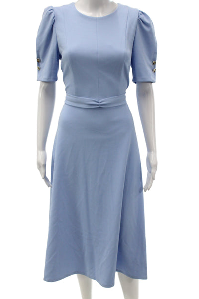 DKNY Womens Fit & Flare Dress Blue Short Sleeve Full Length Size 4