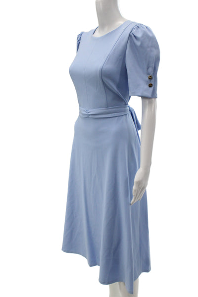 DKNY Womens Fit & Flare Dress Blue Short Sleeve Full Length Size 4