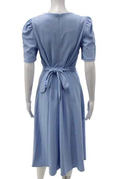 DKNY Womens Fit & Flare Dress Blue Short Sleeve Full Length Size 4