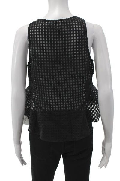 Elizabeth & James Womens Black V-Neck Check Camisole Sleeveless Size XS