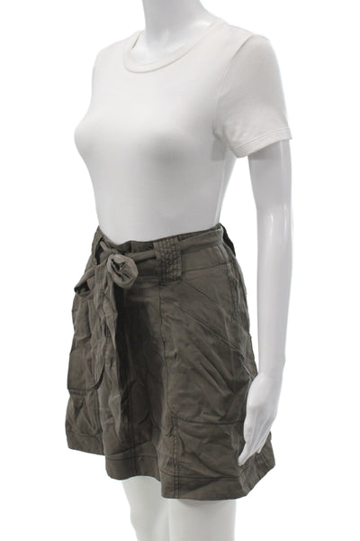 HD In Paris Women Mini Skort Knee Length Brown Tencel Lyocell Tie Waist Size 2P