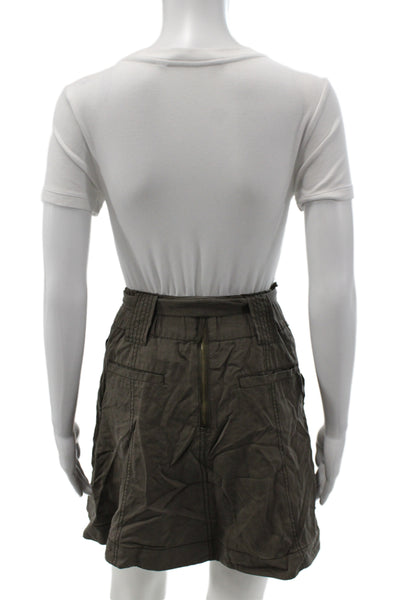 HD In Paris Women Mini Skort Knee Length Brown Tencel Lyocell Tie Waist Size 2P