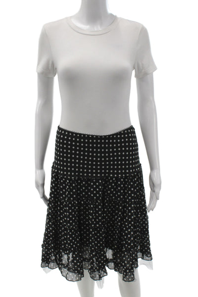 Avenue Montaigne Women Black Polka Dot Flare Skirt Size S