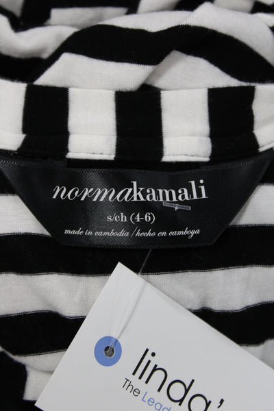 Norma Kamali Women Jersey Striped Scoop Neck Black Mini Tank Dress Size S