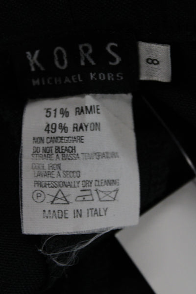 KORS Michael Kors Women Dress Pants Black Ramie Button Inseam 30 Size 8