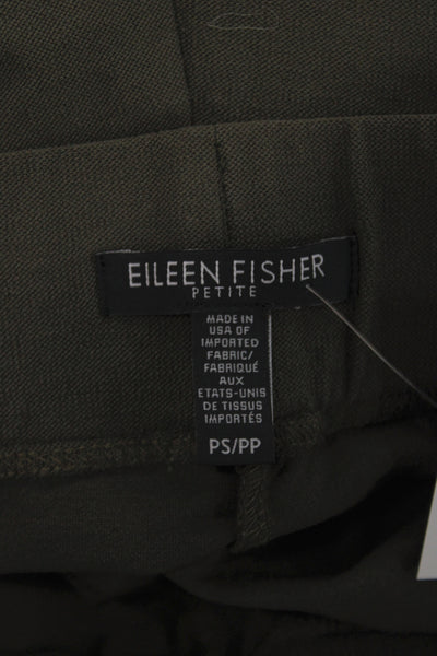 Eileen Fisher Women Cropped Pants Green Pull On Petite Size PS