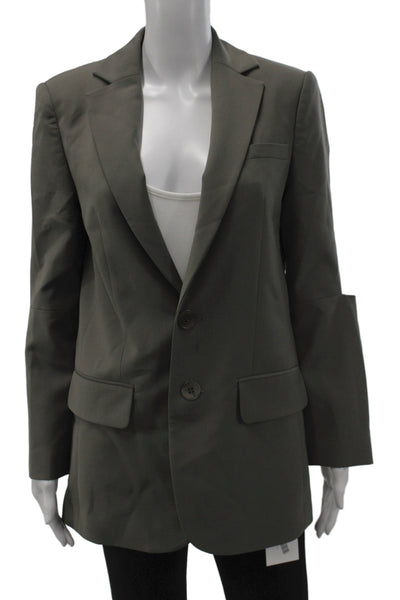 Tibi Womens Basic Blazer Gray Button Long Sleeve Size 2