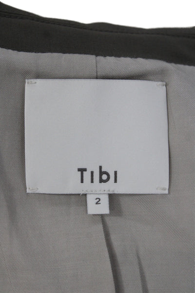 Tibi Womens Basic Blazer Gray Button Long Sleeve Size 2