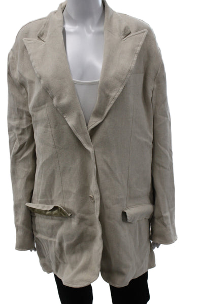 ACNE Studios Women Basic Jacket Beige Linen Button Long Sleeve Size 32