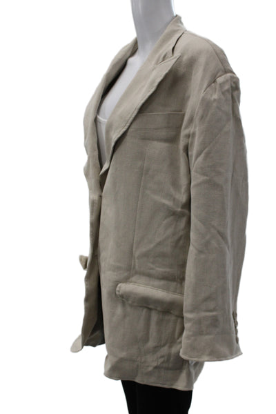 ACNE Studios Women Basic Jacket Beige Linen Button Long Sleeve Size 32