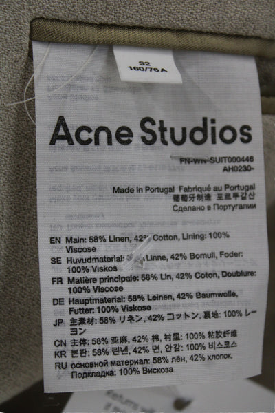 ACNE Studios Women Basic Jacket Beige Linen Button Long Sleeve Size 32