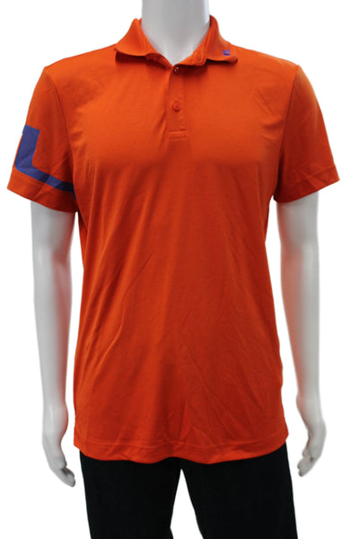 J. Lindeberg Mens Short Sleeve Collared Polo Shirt Orange Size M