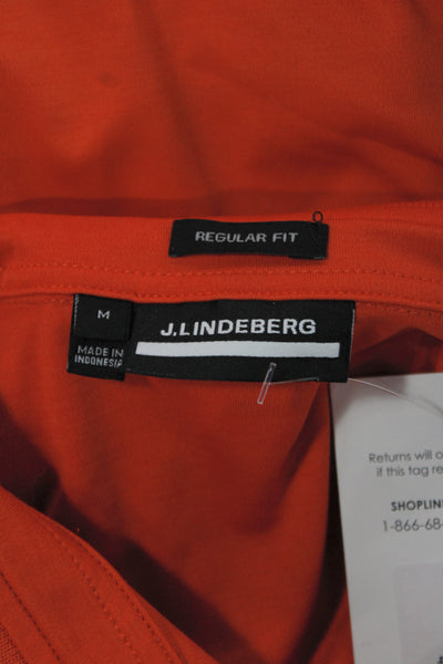 J. Lindeberg Mens Short Sleeve Collared Polo Shirt Orange Size M