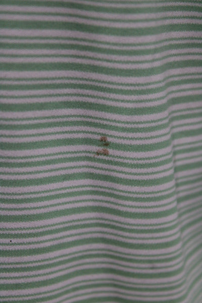 Peter Millar Mens Striped Collared Short Sleeve Polo Shirt Green Size L