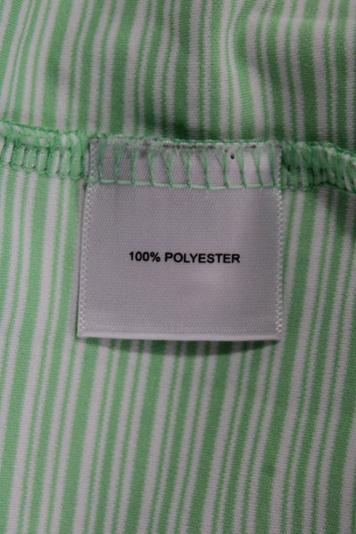 Peter Millar Mens Striped Collared Short Sleeve Polo Shirt Green Size L