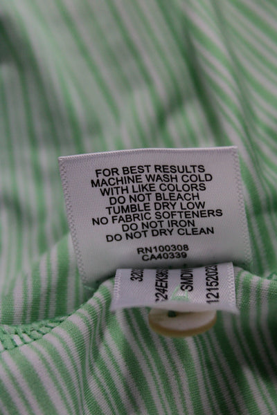 Peter Millar Mens Striped Collared Short Sleeve Polo Shirt Green Size L